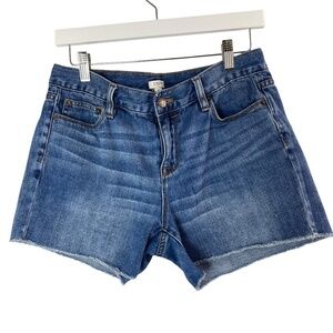 J.CREW Denim Shorts in Medium Wash raw Hem Size 27